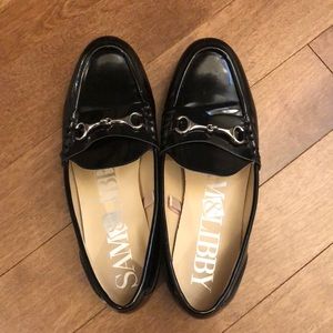 Faux patent leather loafers